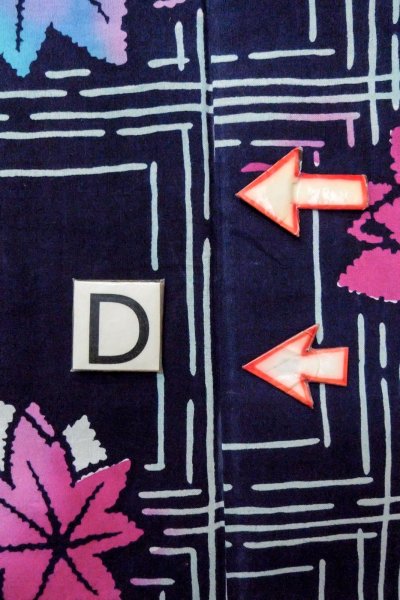 画像17: O0826J 女性用注染浴衣  綿 深い藍, もみじ 【中古】【USED】【リサイクル】 ★★☆☆☆【O0826J】 (17)