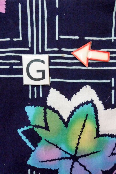 画像20: O0826J 女性用注染浴衣  綿 深い藍, もみじ 【中古】【USED】【リサイクル】 ★★☆☆☆【O0826J】 (20)