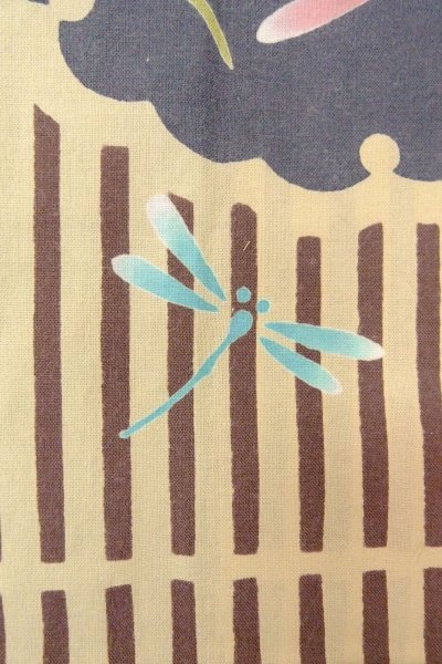 画像6: O0826K 女性用注染浴衣  綿 ベージュ, 縞 【中古】【USED】【リサイクル】 ★★★☆☆【O0826K】 (6)