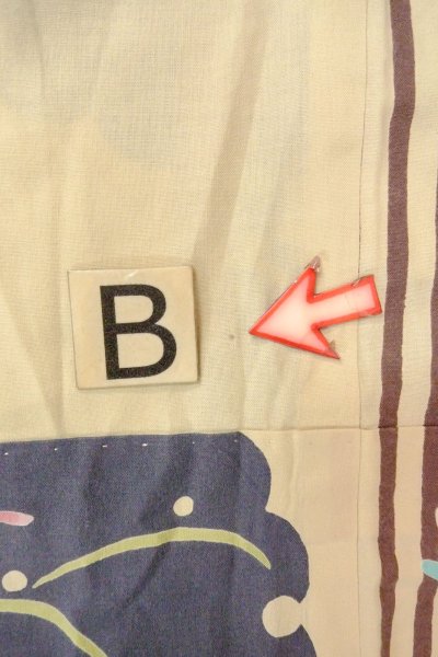 画像15: O0826K 女性用注染浴衣  綿 ベージュ, 縞 【中古】【USED】【リサイクル】 ★★★☆☆【O0826K】 (15)