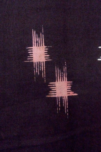 画像7: O0826L 女性用注染浴衣  綿麻 黒, いげた 【中古】【USED】【リサイクル】 ★★☆☆☆【O0826L】 (7)