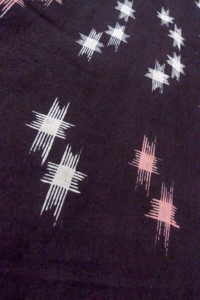 画像8: O0826L 女性用注染浴衣  綿麻 黒, いげた 【中古】【USED】【リサイクル】 ★★☆☆☆【O0826L】 (8)