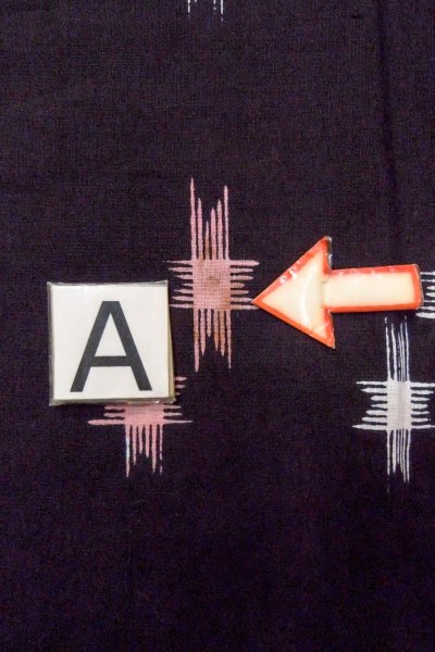 画像14: O0826L 女性用注染浴衣  綿麻 黒, いげた 【中古】【USED】【リサイクル】 ★★☆☆☆【O0826L】 (14)