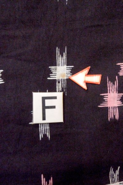 画像19: O0826L 女性用注染浴衣  綿麻 黒, いげた 【中古】【USED】【リサイクル】 ★★☆☆☆【O0826L】 (19)