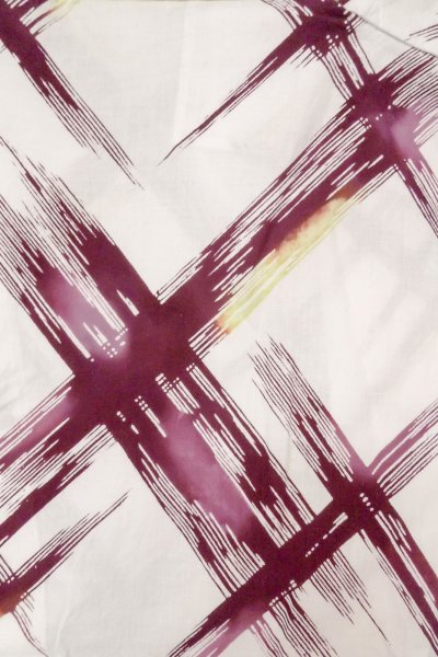 画像3: O0826M 女性用注染浴衣  綿 白, 幾何学模様 【中古】【USED】【リサイクル】 ★★☆☆☆【O0826M】 (3)