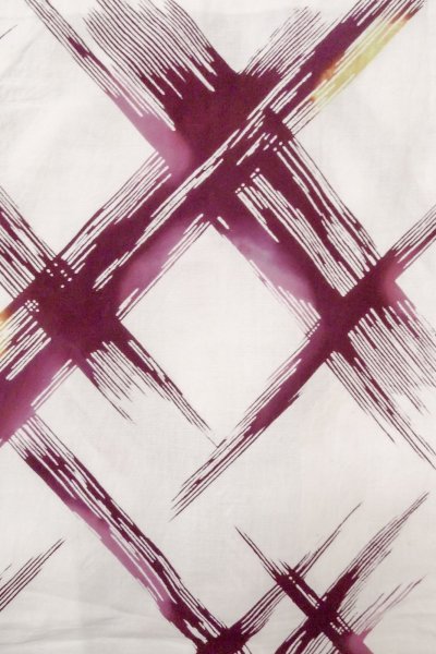 画像4: O0826M 女性用注染浴衣  綿 白, 幾何学模様 【中古】【USED】【リサイクル】 ★★☆☆☆【O0826M】 (4)