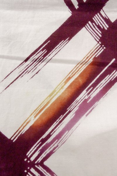 画像6: O0826M 女性用注染浴衣  綿 白, 幾何学模様 【中古】【USED】【リサイクル】 ★★☆☆☆【O0826M】 (6)