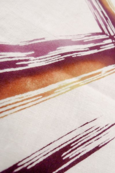 画像9: O0826M 女性用注染浴衣  綿 白, 幾何学模様 【中古】【USED】【リサイクル】 ★★☆☆☆【O0826M】 (9)