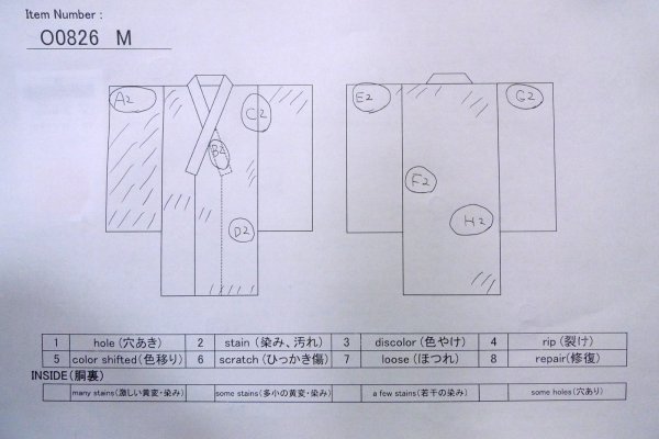 画像13: O0826M 女性用注染浴衣  綿 白, 幾何学模様 【中古】【USED】【リサイクル】 ★★☆☆☆【O0826M】 (13)