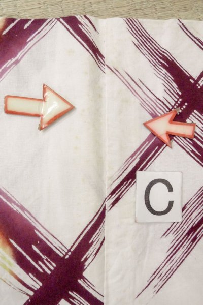 画像16: O0826M 女性用注染浴衣  綿 白, 幾何学模様 【中古】【USED】【リサイクル】 ★★☆☆☆【O0826M】 (16)