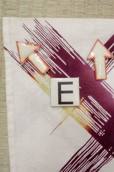 画像18: O0826M 女性用注染浴衣  綿 白, 幾何学模様 【中古】【USED】【リサイクル】 ★★☆☆☆【O0826M】 (18)