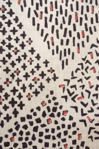 画像5: O0826N 女性用浴衣（日本製） 小千谷縮 麻 オフ　ホワイト, 花 【中古】【USED】【リサイクル】 ★★☆☆☆【O0826N】 (5)