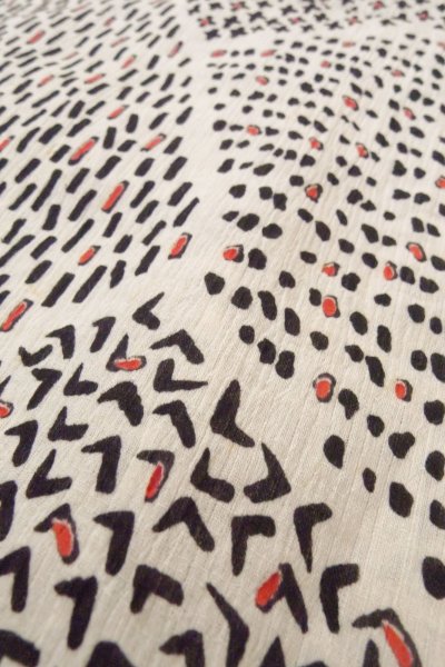 画像8: O0826N 女性用浴衣（日本製） 小千谷縮 麻 オフ　ホワイト, 花 【中古】【USED】【リサイクル】 ★★☆☆☆【O0826N】 (8)