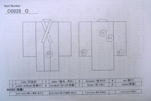 画像13: O0826O 女性用浴衣（海外製）  綿 青, あやめ 【中古】【USED】【リサイクル】 ★★★☆☆【O0826O】 (13)
