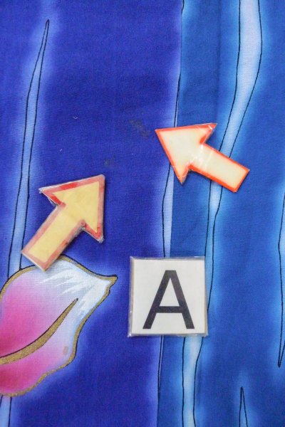 画像14: O0826O 女性用浴衣（海外製）  綿 青, あやめ 【中古】【USED】【リサイクル】 ★★★☆☆【O0826O】 (14)