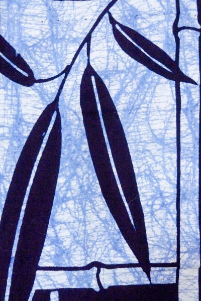 画像5: O0826P 女性用浴衣（日本製）  綿 深い藍, 笹 【中古】【USED】【リサイクル】 ★★★☆☆【O0826P】 (5)