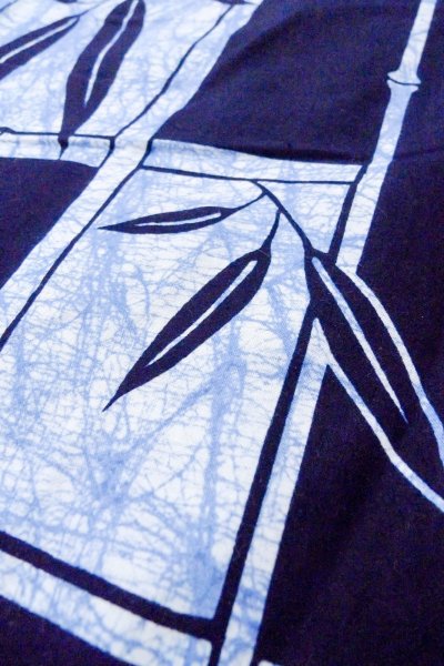 画像8: O0826P 女性用浴衣（日本製）  綿 深い藍, 笹 【中古】【USED】【リサイクル】 ★★★☆☆【O0826P】 (8)