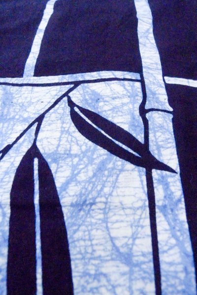 画像9: O0826P 女性用浴衣（日本製）  綿 深い藍, 笹 【中古】【USED】【リサイクル】 ★★★☆☆【O0826P】 (9)