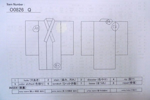 画像13: O0826Q 女性用浴衣（日本製）  綿 淡い黄色, 花 【中古】【USED】【リサイクル】 ★★★☆☆【O0826Q】 (13)