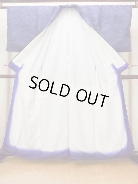 画像2: O0826S 女性用小紋  シルク（正絹） 藍, 笹 【中古】【USED】【リサイクル】 ★★★☆☆【O0826S】 (2)