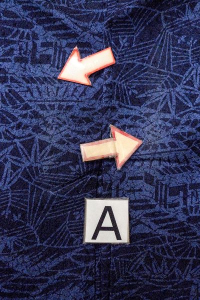 画像14: O0826S 女性用小紋  シルク（正絹） 藍, 笹 【中古】【USED】【リサイクル】 ★★★☆☆【O0826S】 (14)