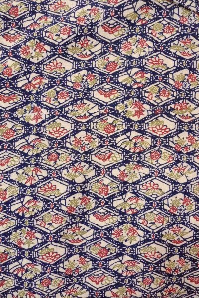 画像3: O0826T 女性用小紋  シルク（正絹） 深いマルチカラー, 花 【中古】【USED】【リサイクル】 ★★☆☆☆【O0826T】 (3)