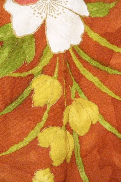 画像7: O0826Y 女性用小紋  シルク（正絹） 茶色, 花 【中古】【USED】【リサイクル】 ★★★☆☆【O0826Y】 (7)