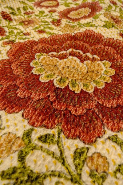 画像8: O0827D 女性用小紋  シルク（正絹） アイボリー, 唐花 【中古】【USED】【リサイクル】 ★★★★☆【O0827D】 (8)