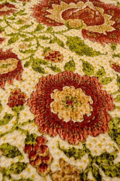 画像9: O0827D 女性用小紋  シルク（正絹） アイボリー, 唐花 【中古】【USED】【リサイクル】 ★★★★☆【O0827D】 (9)