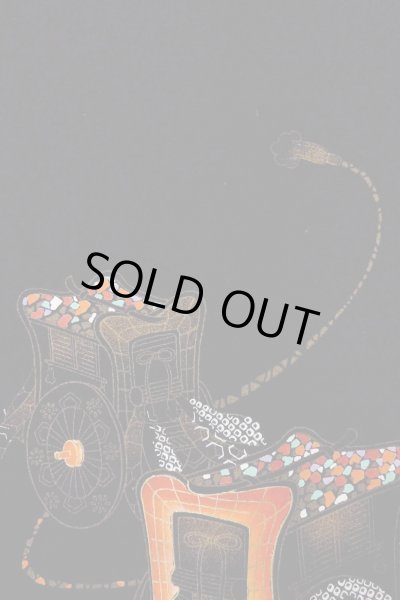 画像6: O0902A 女性用羽織  シルク（正絹） 黒, 御所車 【中古】【USED】【リサイクル】 ★★★☆☆【O0902A】 (6)