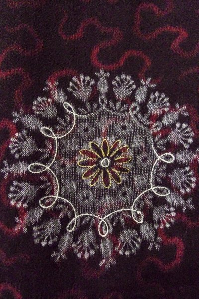 画像5: O0902F 女性用羽織  シルク（正絹） 黒, 花 【中古】【USED】【リサイクル】 ★★★☆☆【O0902F】 (5)