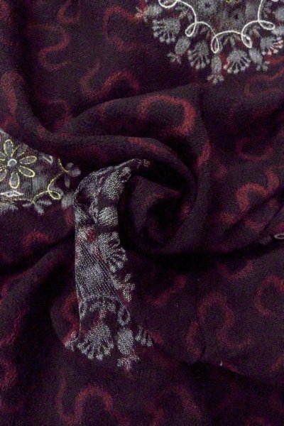 画像12: O0902F 女性用羽織  シルク（正絹） 黒, 花 【中古】【USED】【リサイクル】 ★★★☆☆【O0902F】 (12)