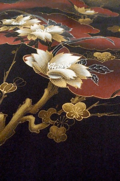 画像7: O0902H 女性用羽織  化繊 黒, 花 【中古】【USED】【リサイクル】 ★★★☆☆【O0902H】 (7)