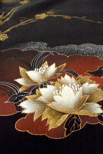 画像8: O0902H 女性用羽織  化繊 黒, 花 【中古】【USED】【リサイクル】 ★★★☆☆【O0902H】 (8)