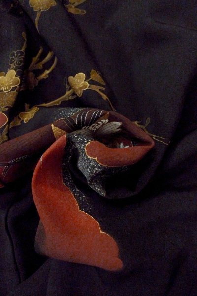 画像11: O0902H 女性用羽織  化繊 黒, 花 【中古】【USED】【リサイクル】 ★★★☆☆【O0902H】 (11)