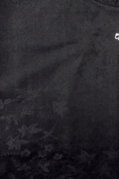 画像4: O0902J 女性用羽織  シルク（正絹） 黒, 葉 【中古】【USED】【リサイクル】 ★★★☆☆【O0902J】 (4)
