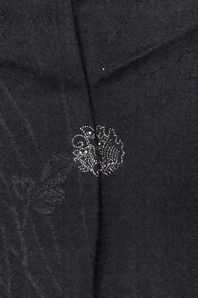 画像3: O0902K 女性用羽織  シルク（正絹） 黒,  【中古】【USED】【リサイクル】 ★★★★☆【O0902K】 (3)