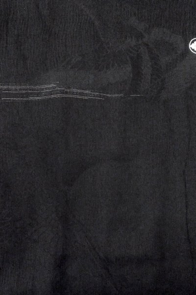 画像4: O0902M 女性用羽織  シルク（正絹） 黒, 線 【中古】【USED】【リサイクル】 ★★★☆☆【O0902M】 (4)