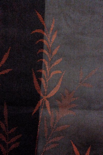 画像4: O0902Z 女性用羽織  シルク（正絹） 黒, 草 【中古】【USED】【リサイクル】 ★★★★☆【O0902Z】 (4)