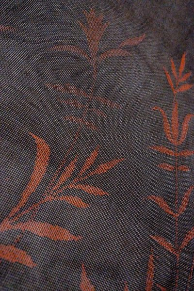 画像7: O0902Z 女性用羽織  シルク（正絹） 黒, 草 【中古】【USED】【リサイクル】 ★★★★☆【O0902Z】 (7)