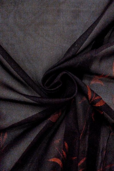 画像10: O0902Z 女性用羽織  シルク（正絹） 黒, 草 【中古】【USED】【リサイクル】 ★★★★☆【O0902Z】 (10)