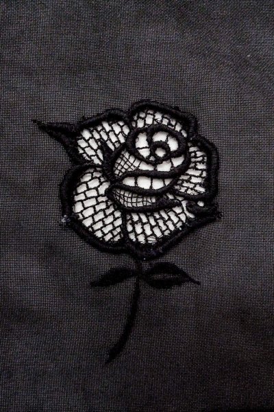 画像5: O0903B 女性用羽織  シルク（正絹） 黒, バラ 【中古】【USED】【リサイクル】 ★★★★☆【O0903B】 (5)