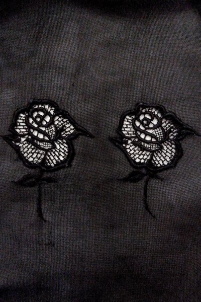 画像6: O0903B 女性用羽織  シルク（正絹） 黒, バラ 【中古】【USED】【リサイクル】 ★★★★☆【O0903B】 (6)