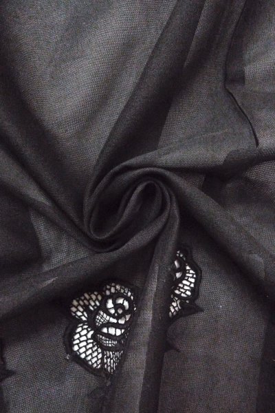 画像11: O0903B 女性用羽織  シルク（正絹） 黒, バラ 【中古】【USED】【リサイクル】 ★★★★☆【O0903B】 (11)