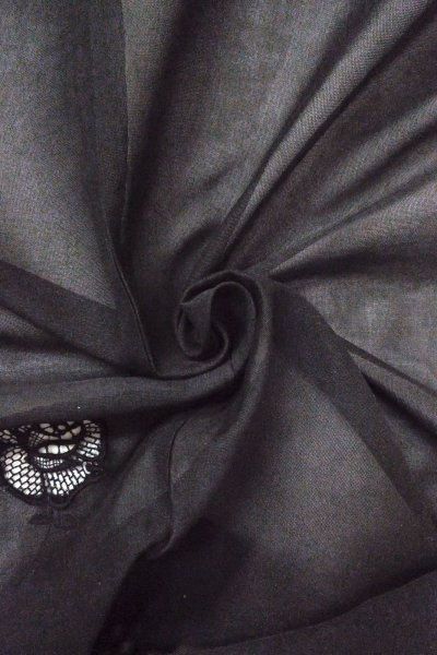 画像12: O0903B 女性用羽織  シルク（正絹） 黒, バラ 【中古】【USED】【リサイクル】 ★★★★☆【O0903B】 (12)