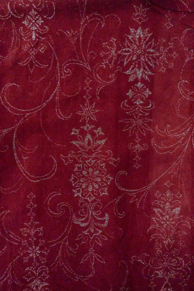 画像3: O0909D 女性用羽織  シルク（正絹） 深い赤色, 花 【中古】【USED】【リサイクル】 ★★★☆☆【O0909D】 (3)