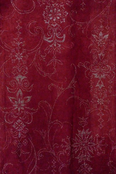 画像4: O0909D 女性用羽織  シルク（正絹） 深い赤色, 花 【中古】【USED】【リサイクル】 ★★★☆☆【O0909D】 (4)