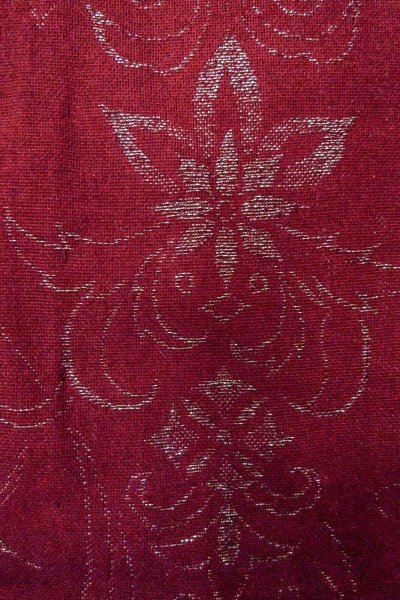 画像6: O0909D 女性用羽織  シルク（正絹） 深い赤色, 花 【中古】【USED】【リサイクル】 ★★★☆☆【O0909D】 (6)