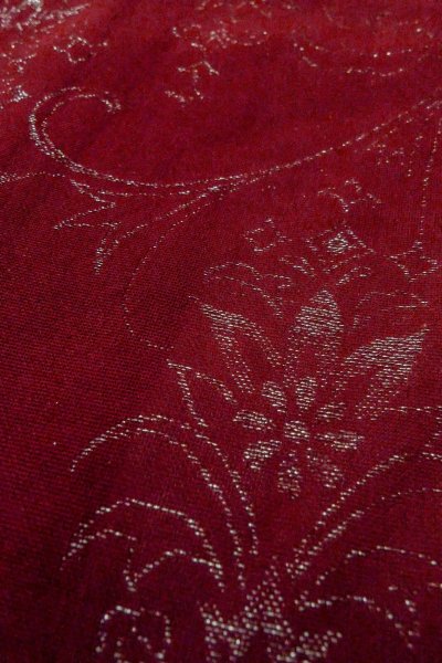 画像8: O0909D 女性用羽織  シルク（正絹） 深い赤色, 花 【中古】【USED】【リサイクル】 ★★★☆☆【O0909D】 (8)