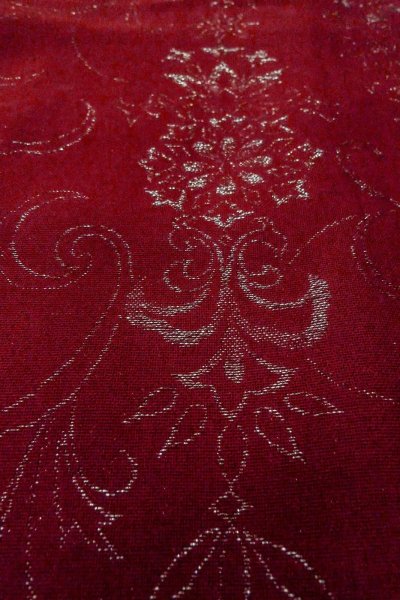 画像9: O0909D 女性用羽織  シルク（正絹） 深い赤色, 花 【中古】【USED】【リサイクル】 ★★★☆☆【O0909D】 (9)